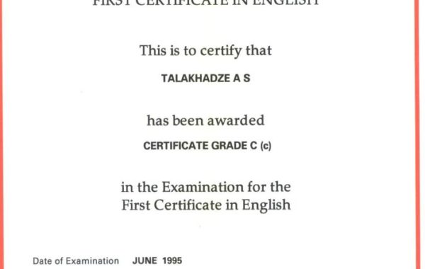 Certificate from Cambridge